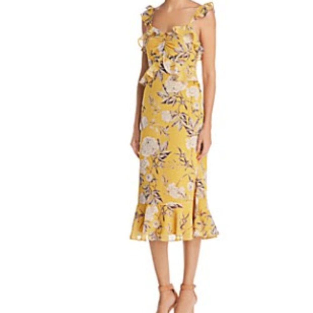 Lucy Paris  Marissa Ruffled Floral Midi Dress